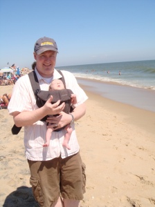 Here's me, and a very begrudging Daddy, at the beach.